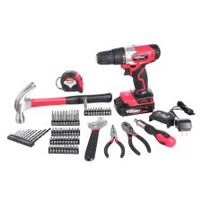Cordless Drill With 70 Piece Project Kit Diy Hand Tool Keyless Chuck Led Light Hypertough Cordless Drill Drill Drill Set