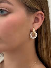 Freshwater Pearl Huggie Earrings: 14K Gold Filled Hoops Charm