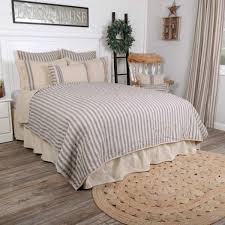 Black And Cream Ticking Bedding Market Place Blue Ticking Stripe Quilt California King Piper Classics Interior Design Bedroom Teenage French Bedroom Decor Blue Duvet Cover