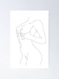 Nude figure . Single Line Drawing