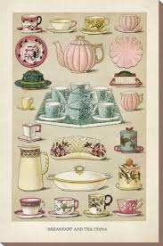 Vintage Breakfast China Stretched Canvas Print The Vintage Collection Art Com In 2020 Vintage Vintage Printables Household Management