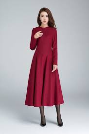 Wool Dress Vintage Womens Dresses Casual Red Dress Women Etsy Red Dress Casual Wine Red Dress Red Dress Women