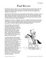 Paul revere more cloze activities. Learn About Paul Revere Colonial Times Printable K 3rd Grade Teachervision