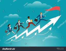 Running To Target Business Persons Racing To Success Corporate Professional Reaching Ambition Goals And Winning Vector Business Person Racing Paper Art Craft