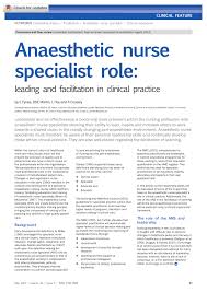 Pdf Anaesthetic Nurse Specialist Role Leading And Facilitation In Clinical Practice