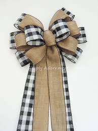 Black And White Buffalo Plaid Ribbon Black White Buffalo Plaid Burlap Bow Black White Cabin Check Etsy In 2020 How To Make Bows Diy Wreath Bow Burlap Bows