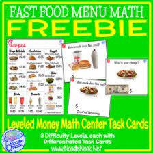 Free printable math worksheets aligned to 1st grade common core standards. Free Sampler From Fast Food Menu Math For Autism Units And Sped By Noodle Nook