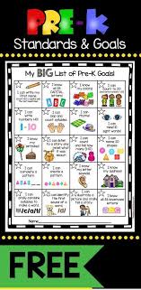 Pre K Goals Chart Freebie Preschool Prep Kindergarten