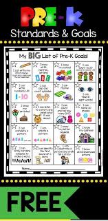 pre k goals chart freebie preschool prep kindergarten