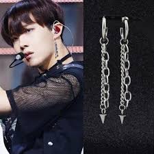His Ears Pierced Jhope Wearing Earrings BTS J-Hope Moon Earrings