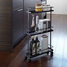 Yamazaki Tower Rolling Storage Huckberry Kitchen Storage Cart Black Kitchen Storage Kitchen Appliance Storage