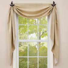 Your flowing fishtail swag works with your decor, whether it has a country, city chic or eclectic vibe. Country Curtains Crawford Flax Fishtail Swags Swag Curtains Kitchen Valances Valances For Living Room
