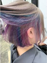ホワイトベージュ ボブ インナーカラー ユニコーンカラー l066641872 ディーカヘアーセンダイ di ka hair sendai のヘアカタログ ホットペッパービューティー 髪 カラー インナーカラー ボブ 染めた髪