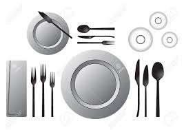 Table setting (laying a table) or place setting refers to the way to set a table with tableware—such as eating utensils and for serving and eating. Etiquette Formal Table Setting Isolated Over White Background Stock Photo Picture And Royalty Free Image Image 2744354