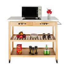 Check spelling or type a new query. Zimtown 3 Tier Rolling Kitchen Island Utility Wood Serving Cart Stainless Steel Countertop Storage Burlywood Walmart Com Walmart Com