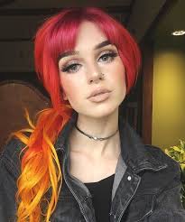 Wildfern Always Looks Straight Get Her Look Using Poison Virgin Pink Sunset Orange And Cosmic Sunshine Mermaid Hair Color Fox Hair Dye Hair Color Orange