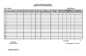 Contoh format tabel untuk pendataan inventaris barang ruangan. Form Inventaris Barang Pdf