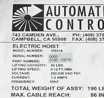 8597 AUTOMATION CTRLS ELE Kran AMAT PN:0190-15614 10821A ...