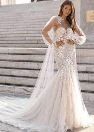 Luxury 2021 Wedding Dresses Stunning 3d Flowers Lace Mermaid Wedding Dress Hochzeitskleid Spitze Hochzeitskleider Spitze Meerjungfrauenkleid Hochzeit