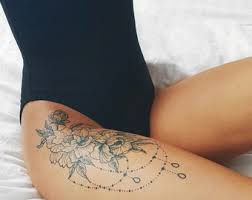 Large A4 Floral Temporary Thigh Tattoo Flower Pretty Leg Etsy Singapore