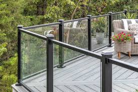 Our glass railing systems are sleek and sophisticated and can be used for stair, deck, pool or balcony. Trex Signature Glass Mesh Railing Design Trex