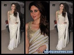 Kareena Kapoor In Amrita Thakur White Saree Boutiquesarees Com Check out our kareena kapoor saree selection for the very best in unique or custom, handmade pieces from our dresses shops. kareena kapoor in amrita thakur white