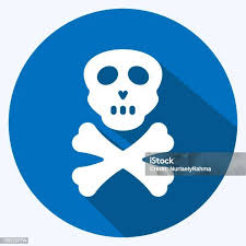 Flat Design Skull Icon With Long Shadow Stock Illustration
