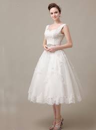 Casual A Line Tea Length Appliques Wedding Dress Short Wedding Dress Modest Bridesmaid Dresses Informal Wedding Dresses