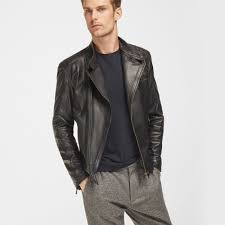 Massimo Dutti Blue Nappa Leather Biker Jacket Leather Jacket Jackets Leather Jacket Men
