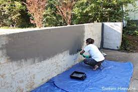 Repair And Paint A Block Wall Concrete Retaining Walls Outdoor Wall Paint Painting Concrete Walls