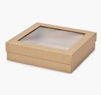 Kraft Pinstripe Gourmet Window Box, X-Large 7.75x7.75x2”, 18 Pack