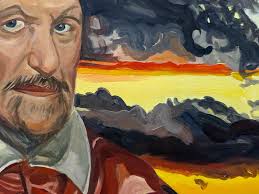 3. Reckoning at the End of the Day (after Portrait of Pope Innocent X)  🔥🪞⛪️ As the sky blazes with the last light of day, I sit in the figure of  the