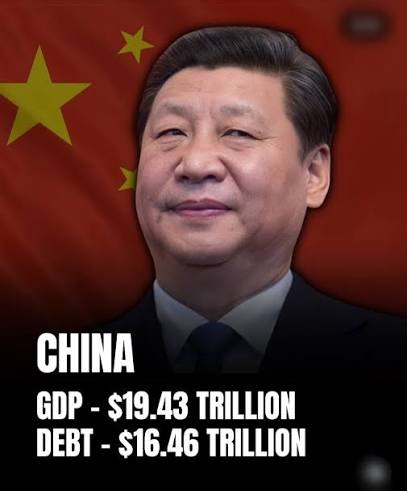 🇺🇸🇨🇳 US national debt is now 2x the size of China's ENTIRE GDP. US debt stands at roughly $40 trillion, while China produces around $20 trillion worth of goods and services per year.
