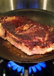 New York Strip Steak Big As The Pan Blackened Style Red Hot Pan Rub Butter Cajun Seasoning Sear Finish In Oven Cajun Seasoning Food To Make Strip Steak