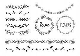 Set Di Doodle Cornici Floreali Linea E Foglia Cerchio Vettoriale Doodle Cornici Viso Rosso