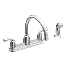 Home depot sells everything under the sun, but we think there's compelling value in the faucet aisle. Moen Banbury 2 Handle Mid Arc Standard Kitchen Faucet With Side Sprayer In Chrome Ca87553 The Home Depot