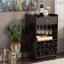 Buy winsome ancona wine storage, dark espresso: Oscar Contemporary Dark Brown Wood Finish Wine Cabinet Wine Cabinets Wholesale Interiors Bar Furniture