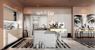 a modern art deco home visualized in