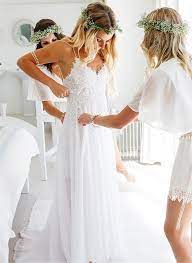 This gorgeous long dress features an off shoulder lace flap provides elegant cover to the arms while showcasing a beautiful neckline. Sexy Backless Unique Casual Cheap Beach Wedding Dresses Wdy0180 Mybestbridal
