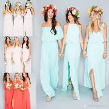 2016 Cheap Bohemian Bridesmaid Dresses Wedding Guest Wear V Neck Mint Green Chif Bridesmaid Dresses Plus Size Bohemian Bridesmaid Dress Mumu Bridesmaid Dresses