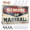 Amazon.com: Metal Signs for Garage Man Cave Beware of Marshall Tin ...
