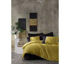 50x70 cm (1 adet)kumaş : Plain Tek Kisilik Nevresim Takimi Hardal Siyah