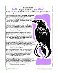 Fifth Grade Holidays Worksheets The Raven Halloween Reading Comprehension Poetry For Kids Halloween Worksheets