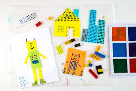 Create Easy Lego Prints For Kids With Legos Stamp Pads Lego Print Lego Art Lego Art Project