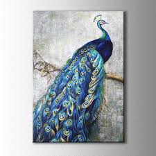 Tavus Kusu Kanvas Tablo Yagliboya Gorunumu Ile Dekorunuzu Tamamlayacak Bir Parca Olmaya Aday Doluduvar Peacock Wall Art Peacock Canvas Wall Art Peacock Canvas
