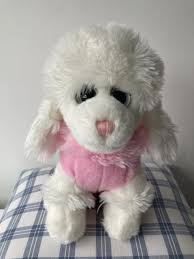 PAWS PLUSH WHITE/ Pink Poodle Fluffy Dog Soft Toy