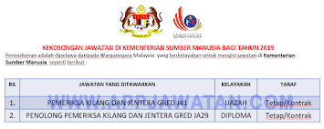 Jawatan kosong kerajaan 2021 di kementerian sumber manusia (ksm) | permohonan adalah dipelawa daripada warganegara malaysia yang berkelayak. Jawatan Kosong Terkini Di Kementerian Sumber Manusia Appjawatan Malaysia