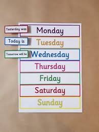 details about days of the week peg chart teaching resource ks1 eyfs educational