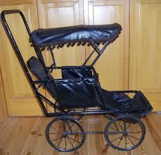 Original Antique 1800 S Doll Carriage Stroller Buggy Black Wood Plastic Metal Barnvagnar