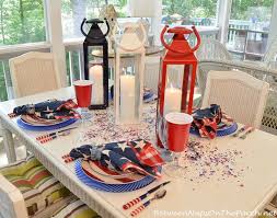 Patriotic Table Setting For Memorial Day 4th Of July Patriotic Table Decorations Patriotic Celebration Blue Table Settings